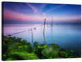 Mossy Coastal Rocks at Dusk Wall Art