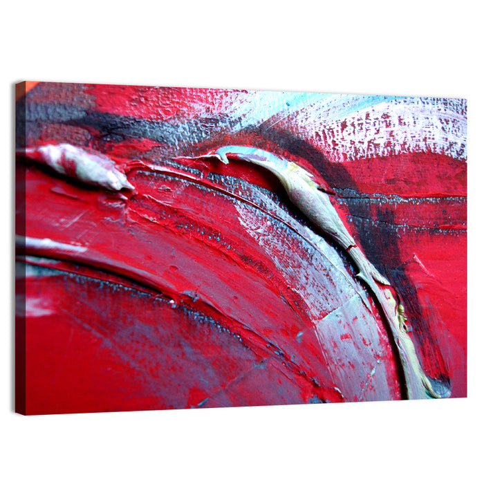 Crimson Impasto Motion Wall Art as a canvas print