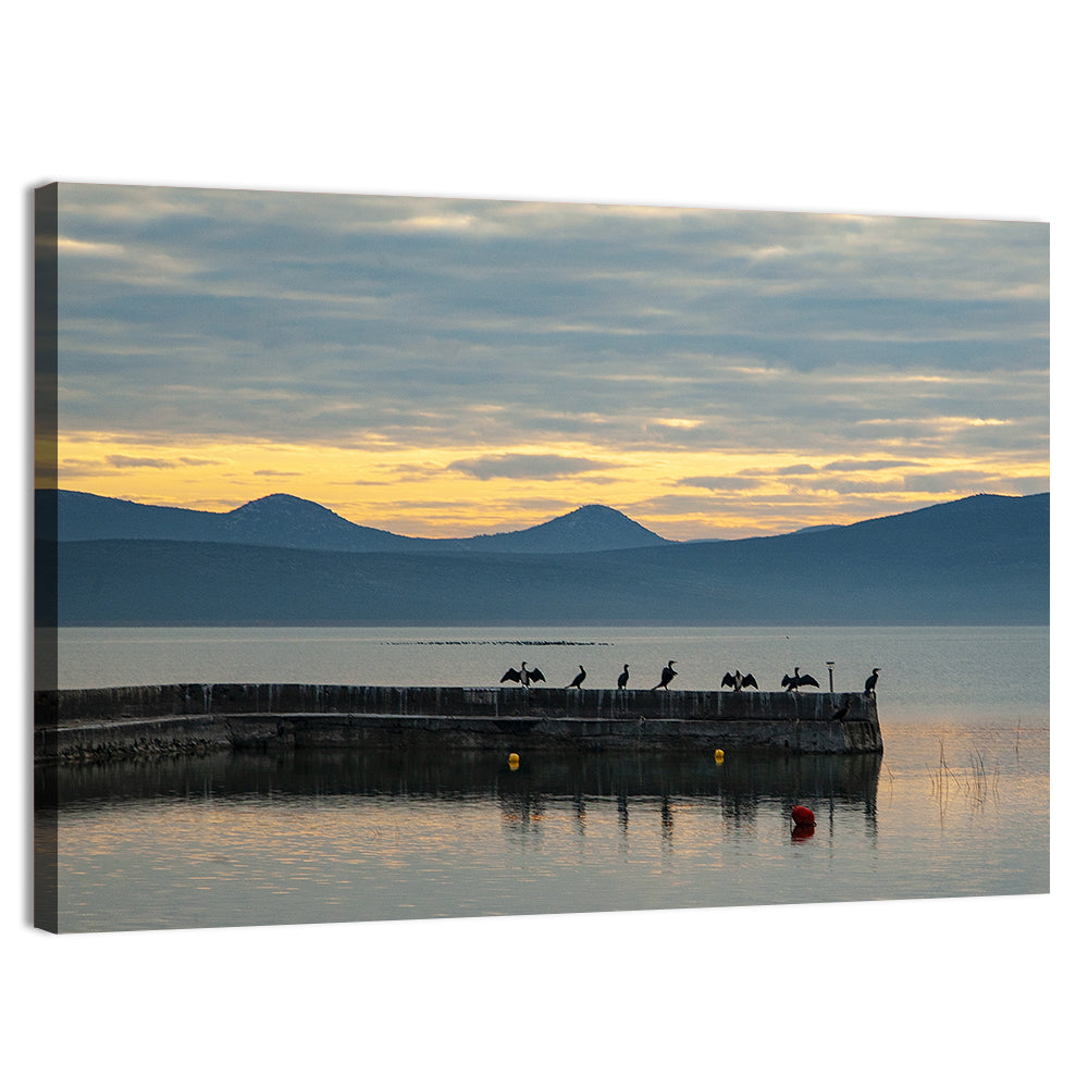 Lake Vrana Pier at Sunset Wall Art, canvas print, landscape
