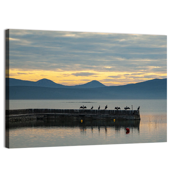 Lake Vrana Pier at Sunset Wall Art as a canvas print