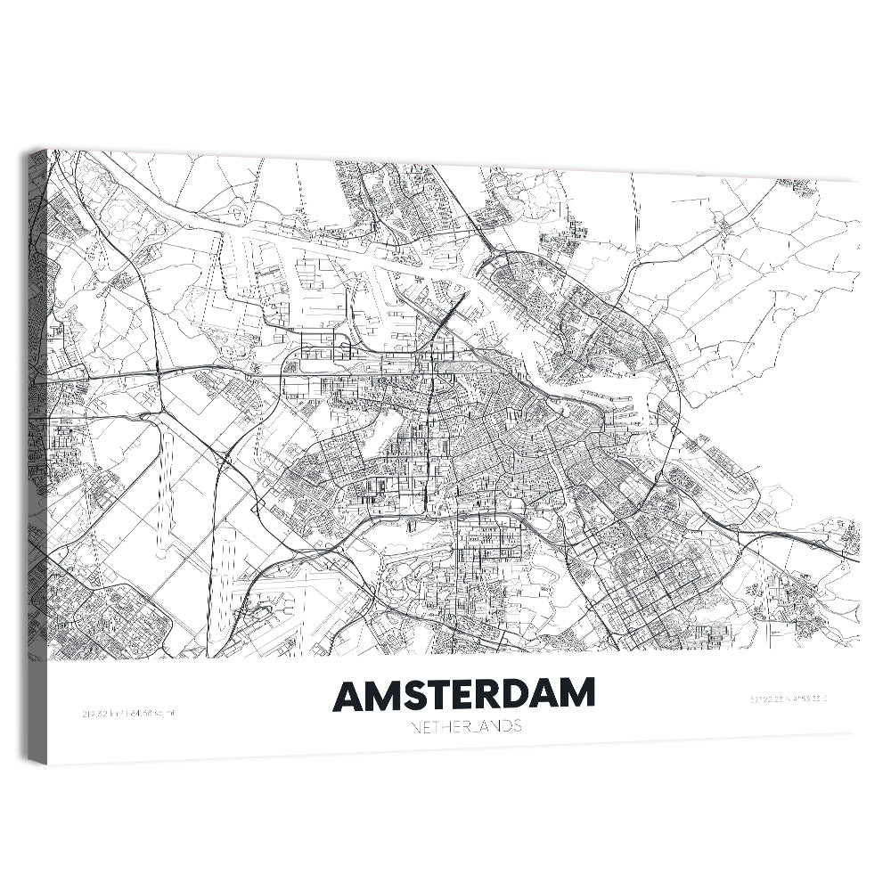 Amsterdam City Map Wall Art