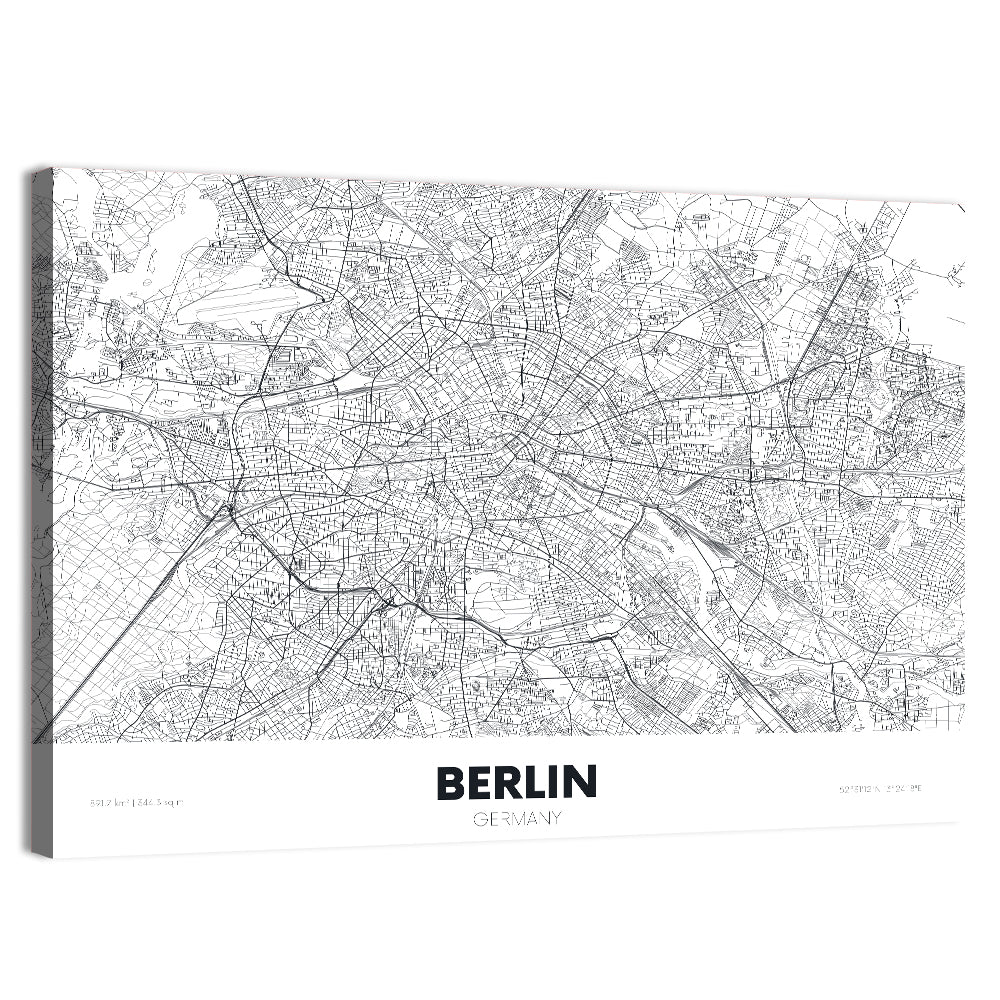 Berlin Street Network Map Wall Art, canvas print, landscape