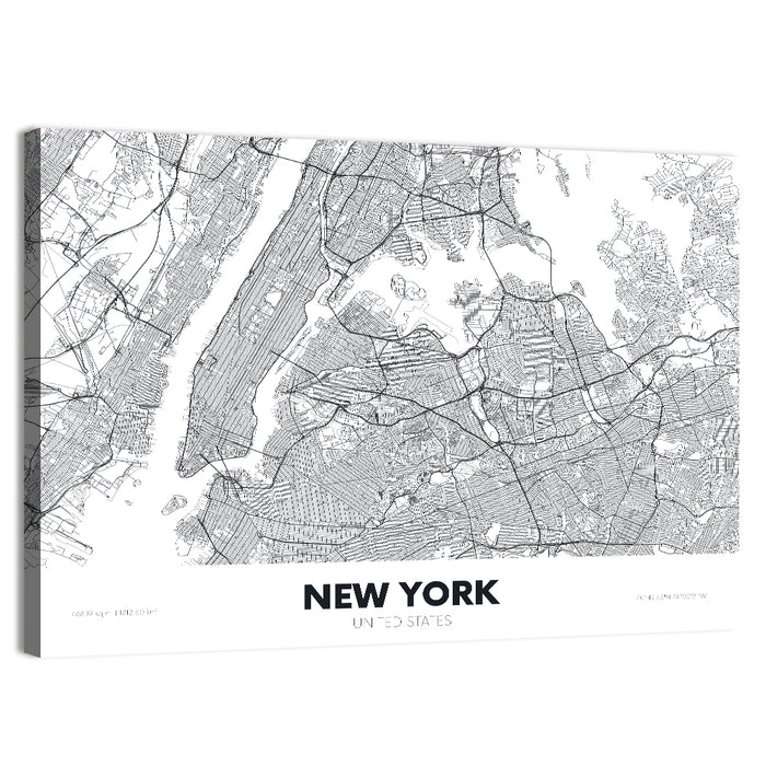 New York Street Grid Map Wall Art as a canvas print