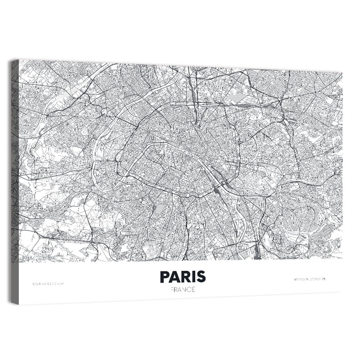 Paris Aerial Map Wall Art as a canvas print