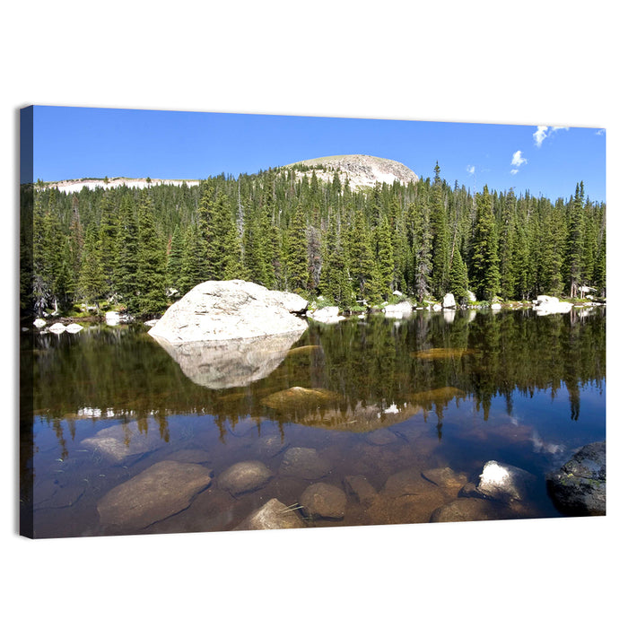 Colorado Forest Lake Reflection Wall Art as a canvas print