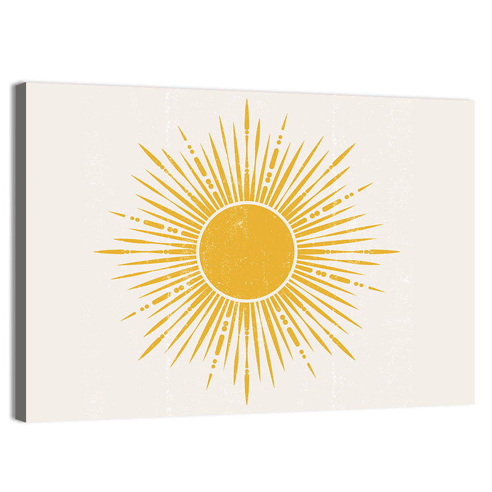 Golden Sunburst Boho Minimalist Wall Art