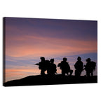 Soldiers Silhouetted at Sunset Wall Art