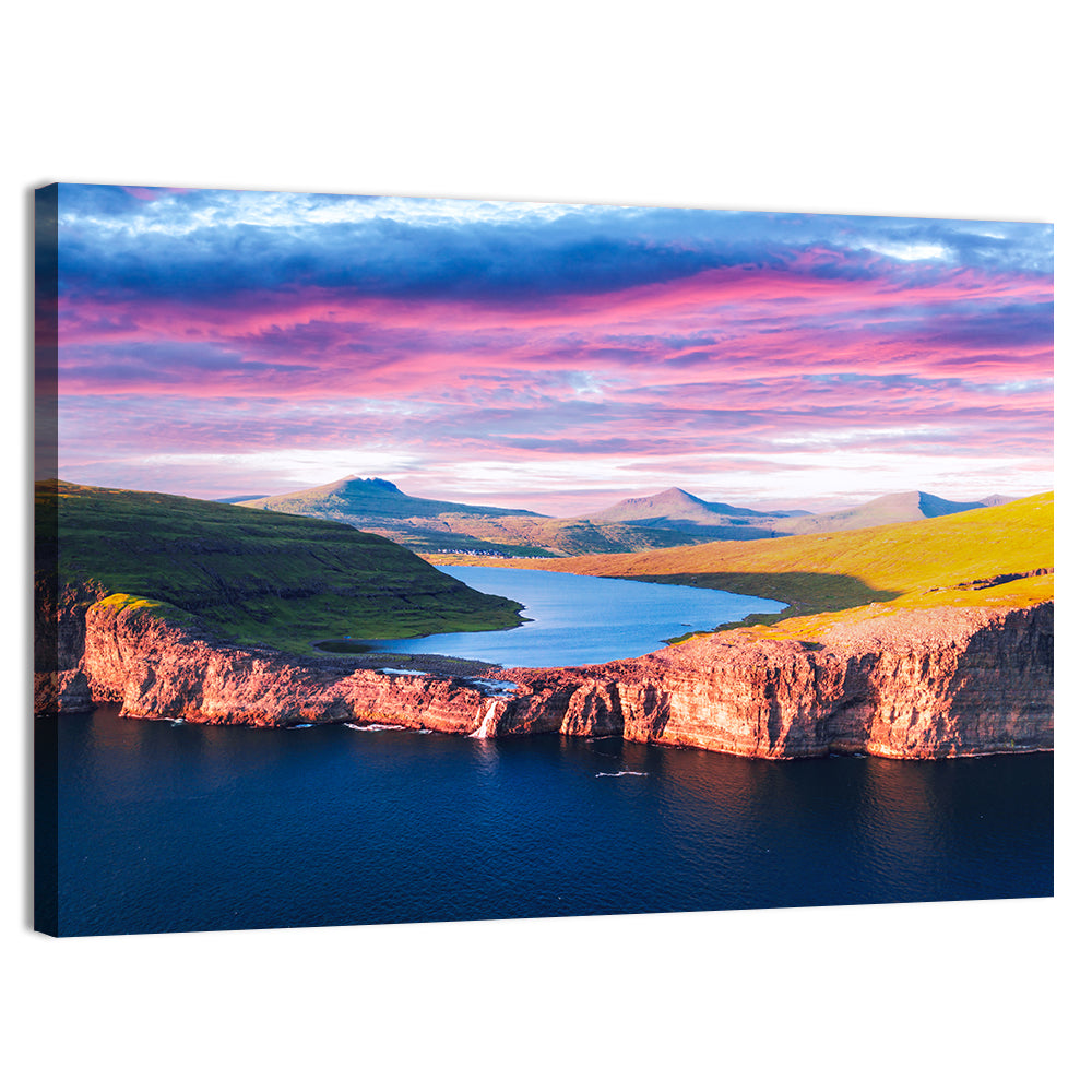 Sørvágsvatn Sunset Wall Art, canvas print, landscape