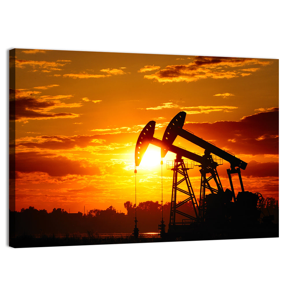 Sunset Oil Pump Jacks Wall Art