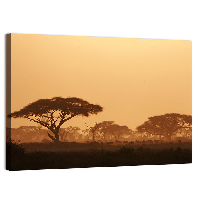 Amboseli Savanna Sunset Wall Art as a canvas print
