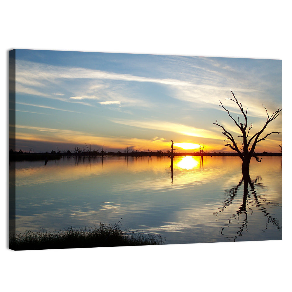 Murray River Sunset Reflection Wall Art, canvas print, landscape