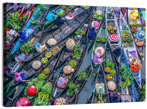 Crowded Floating Market Wall Art