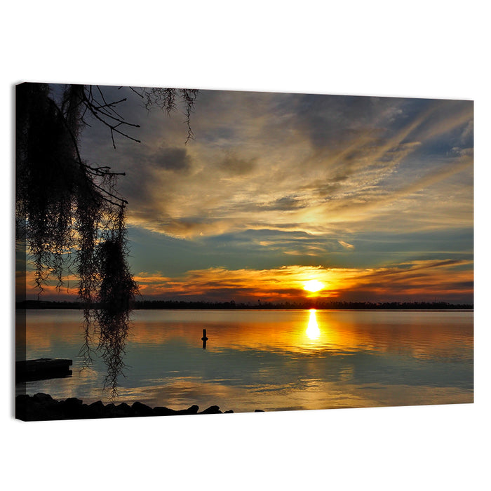 Lake Seminole Sunset Reflection Wall Art as a canvas print