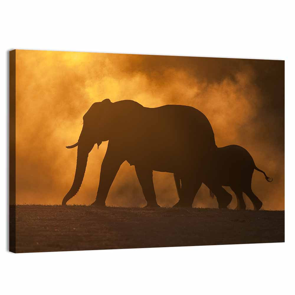 African Elephant Silhouette at Dusk Wall Art