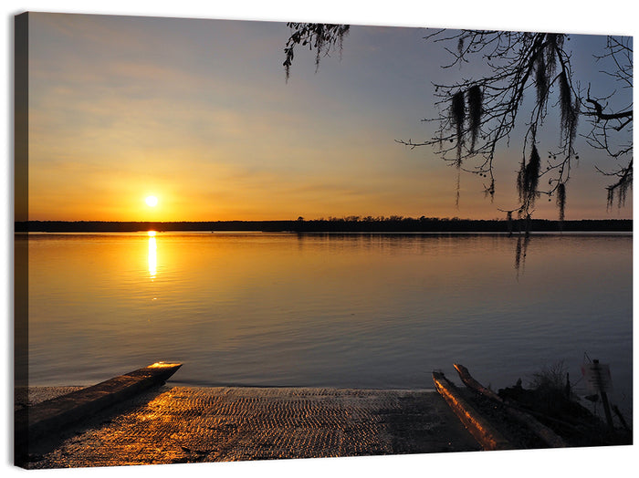 Lake Conroe Sunset Reflection Wall Art as a canvas print