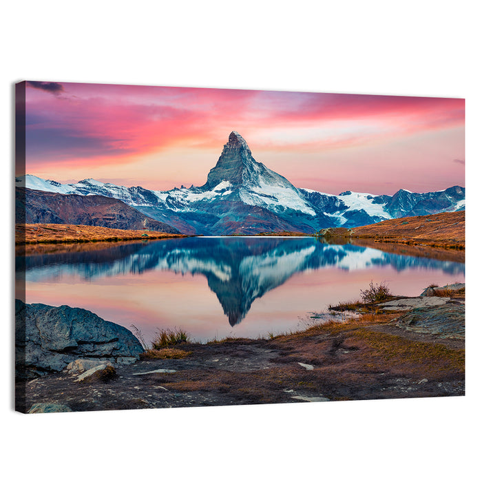 Matterhorn Reflection at Stellisee Wall Art as a canvas print