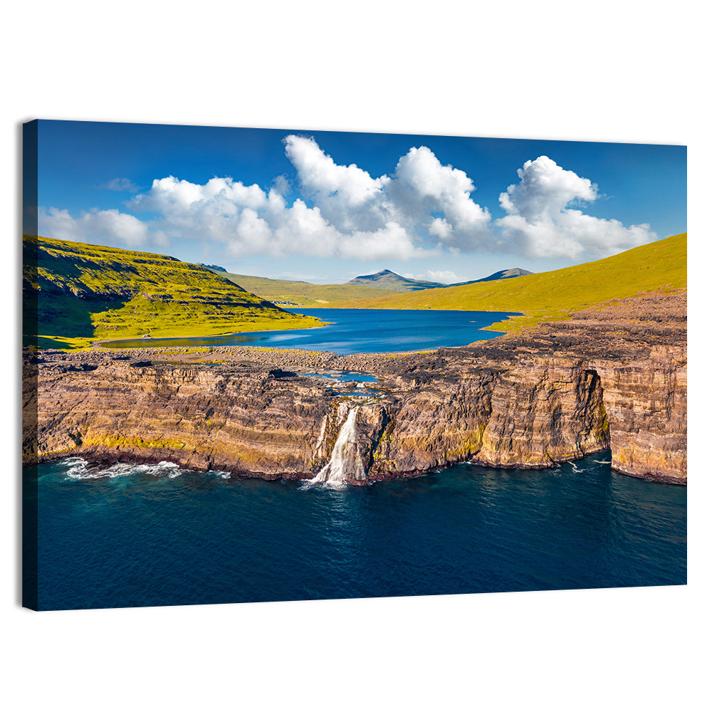 Mulafossur Waterfall Gasadalur Wall Art, canvas print, landscape