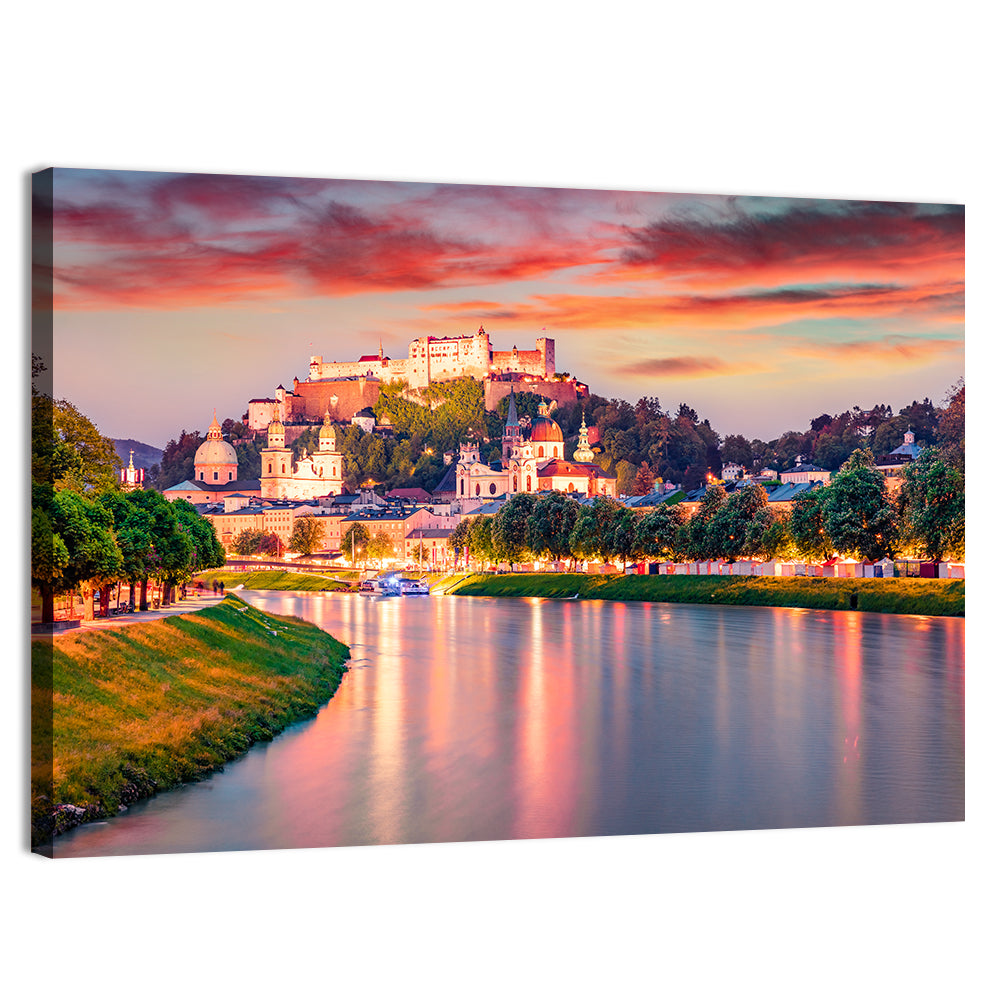 Hohensalzburg Fortress at Sunset Wall Art