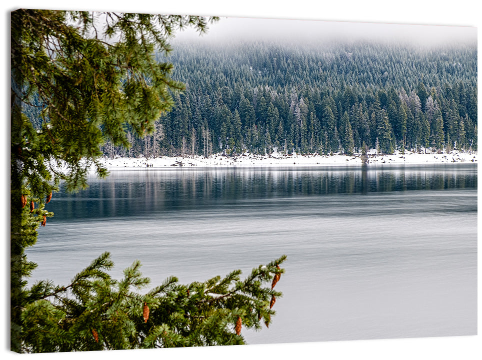 Lake Kachess Foggy Shore Wall Art, canvas print, landscape