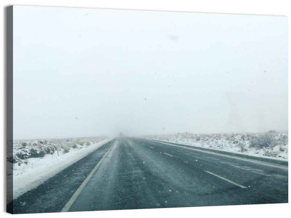 Foggy Winter Mountain Road Wall Art