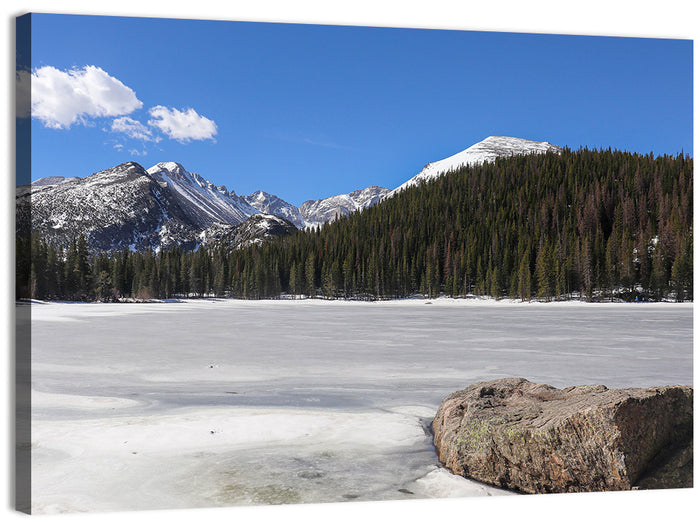 Bear Lake Winter View Wall Art as a canvas print