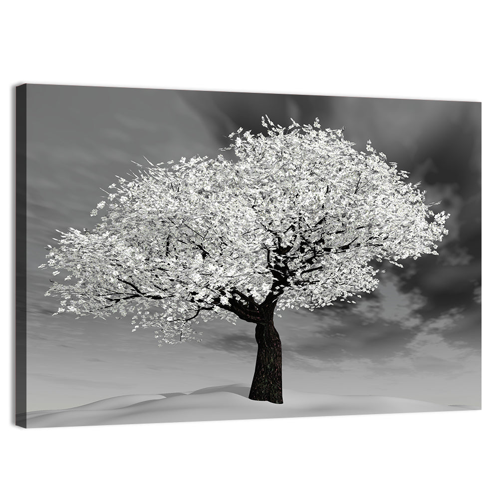 Monochrome Cherry Tree in Winter Wall Art