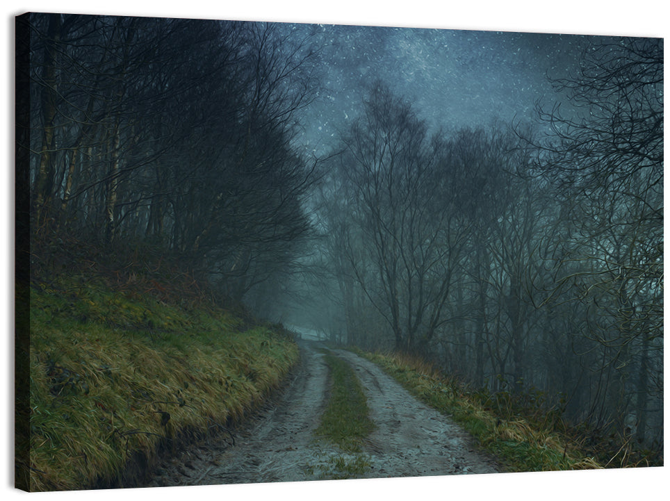 Misty Forest Pathway Wall Art, canvas print, landscape