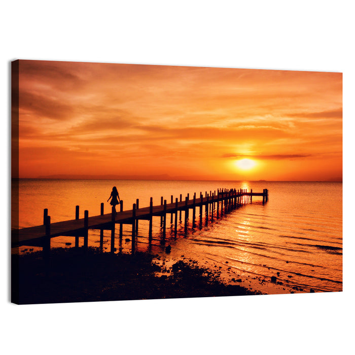 Kampot Pier at Sunset Wall Art as a canvas print