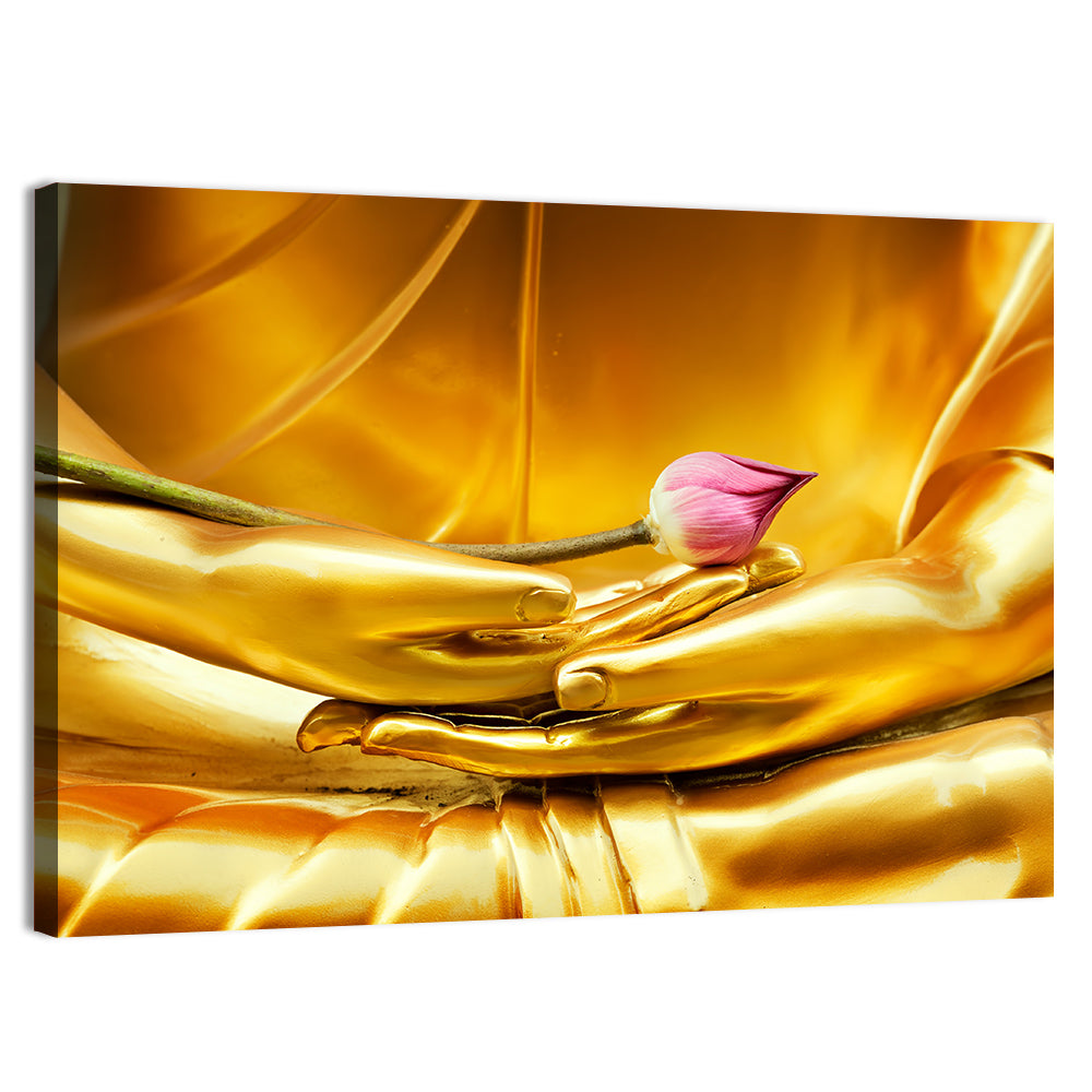 Buddha Hands with Lotus Wall Art, canvas print, landscape