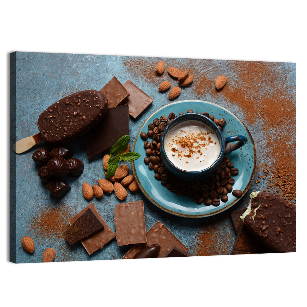 Coffee and Ice Cream Still Life Wall Art, canvas print, landscape
