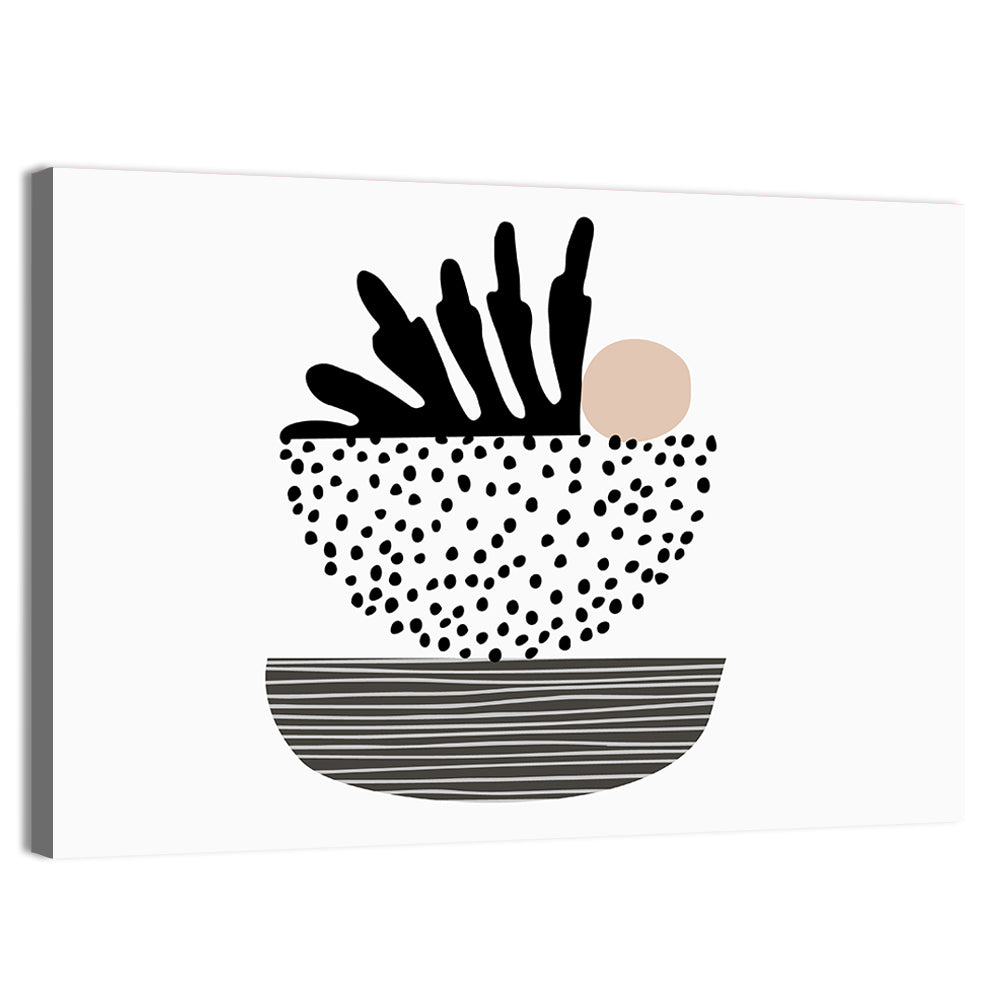 Palm Leaf with Stacked Bowls Wall Art