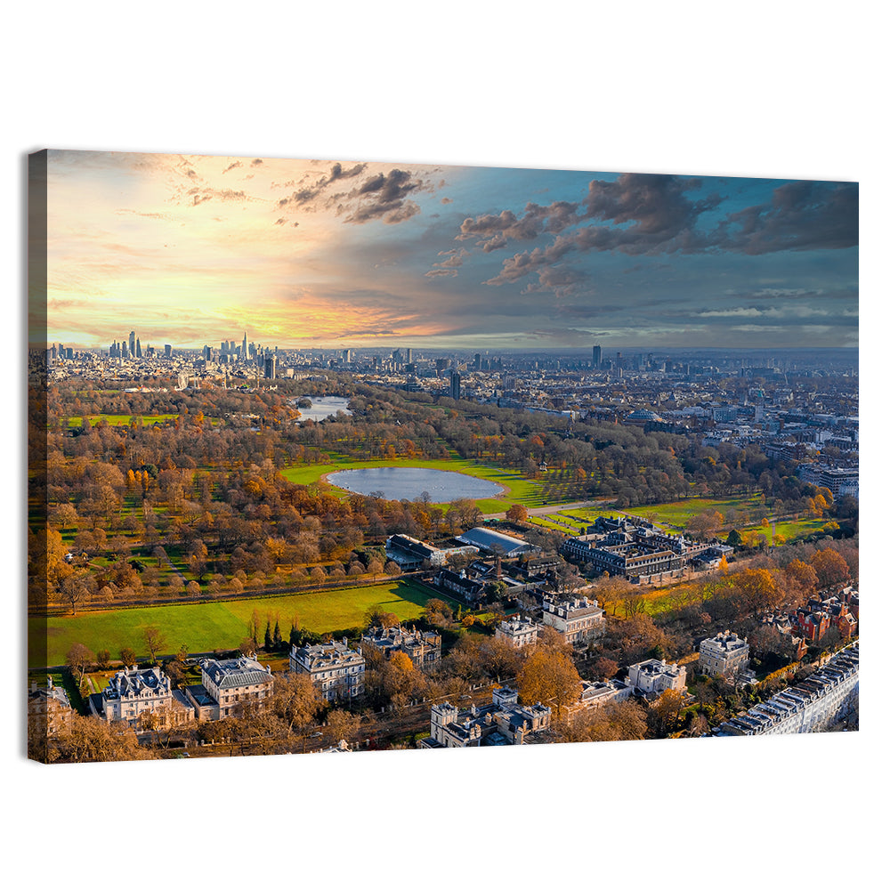 Cloudy Hyde Park Aerial Wall Art, canvas print, landscape
