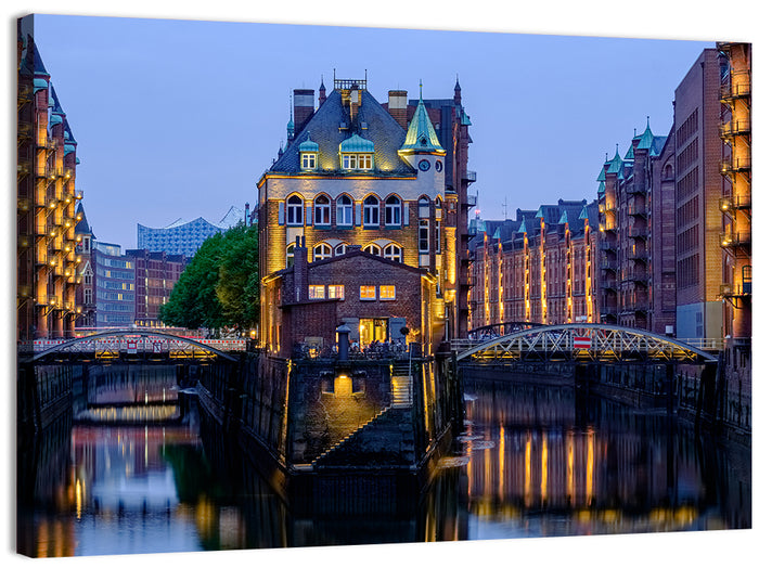 Wasserschloss Blue Hour Reflections Wall Art as a canvas print