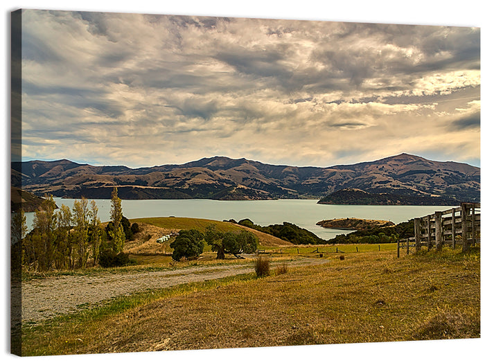 Akaroa Lake Gravel Path View Wall Art as a canvas print