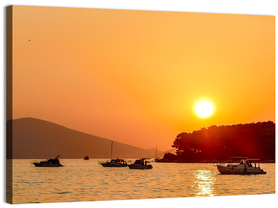 Golden Harbor Sunset Wall Art, canvas print, landscape