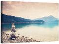 Stone Cairn by a Mountain Lake Wall Art