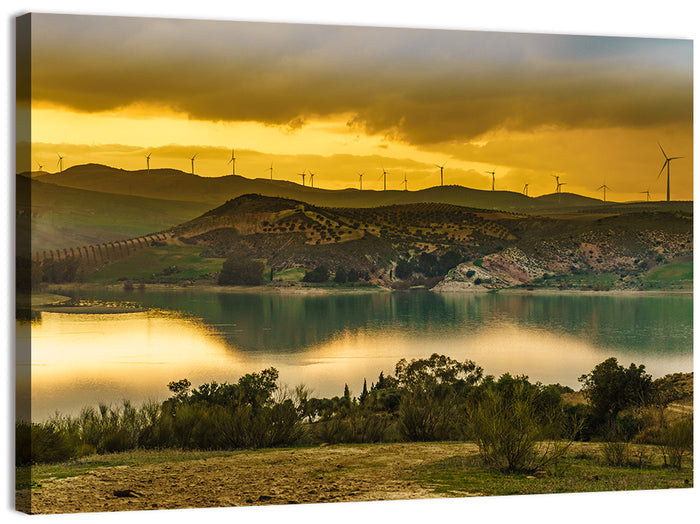 Andalucia Wind Farm at Golden Hour Wall Art as a canvas print