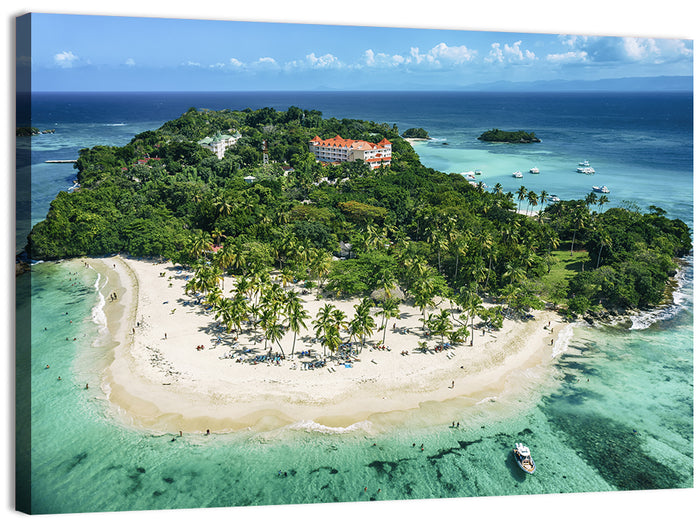 Cayo Levantado Aerial Beach Resort Wall Art as a canvas print