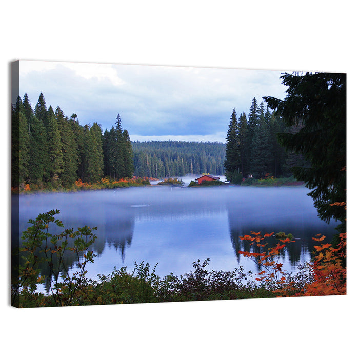 Lynn County Lake Cabin Reflection Wall Art as a canvas print