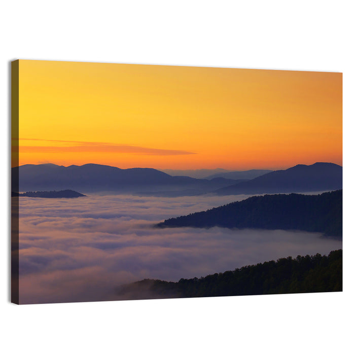 Cloud Sea Over Mountains at Golden Dawn Wall Art as a canvas print