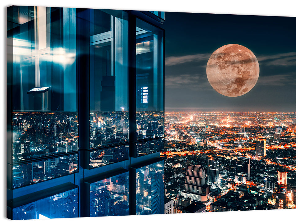 Bangkok Moonlit Skyline Wall Art