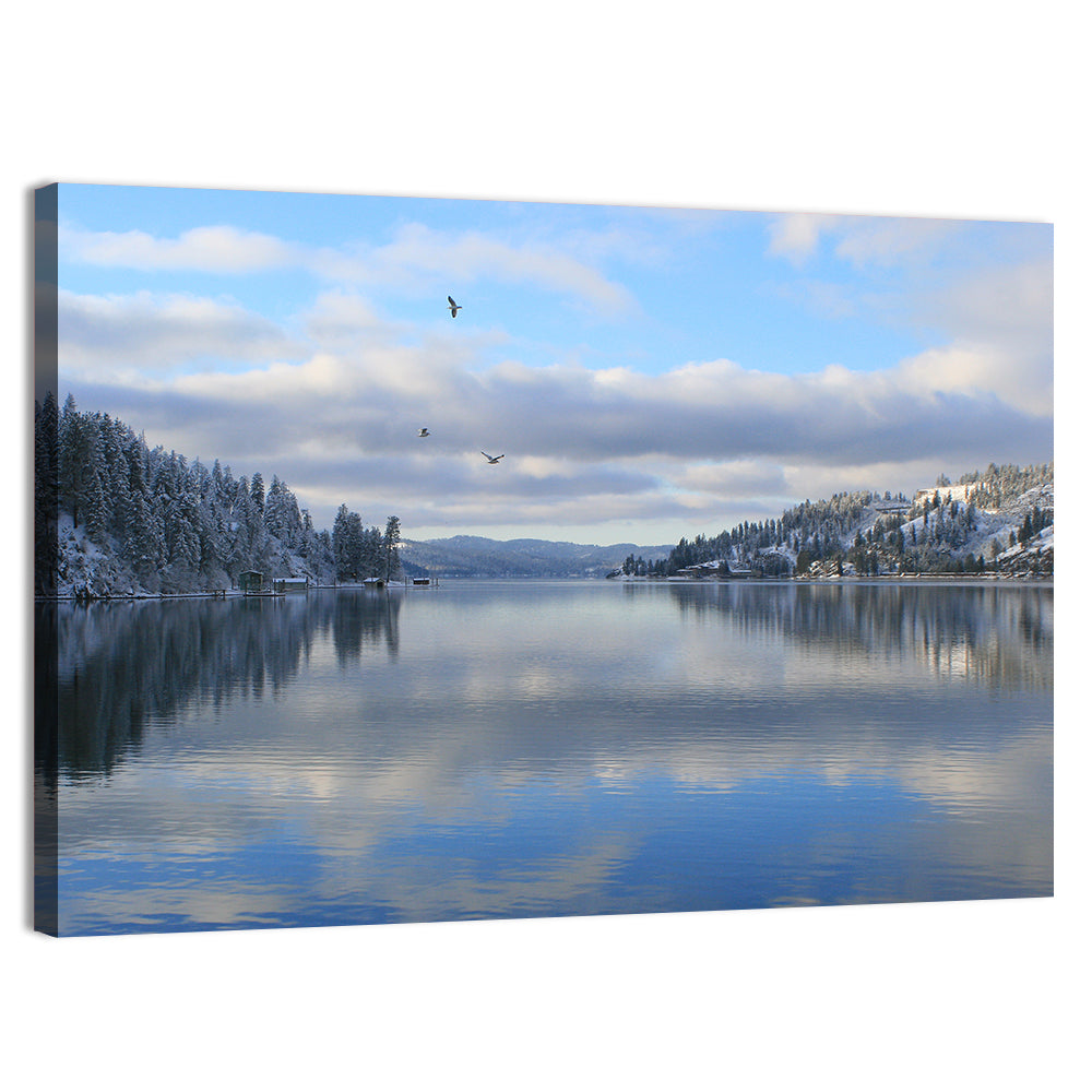 Coeur D Alene Winter Lake Reflection Wall Art