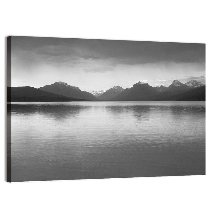 Lake Mcdonald Monochrome Reflection Wall Art as a canvas print