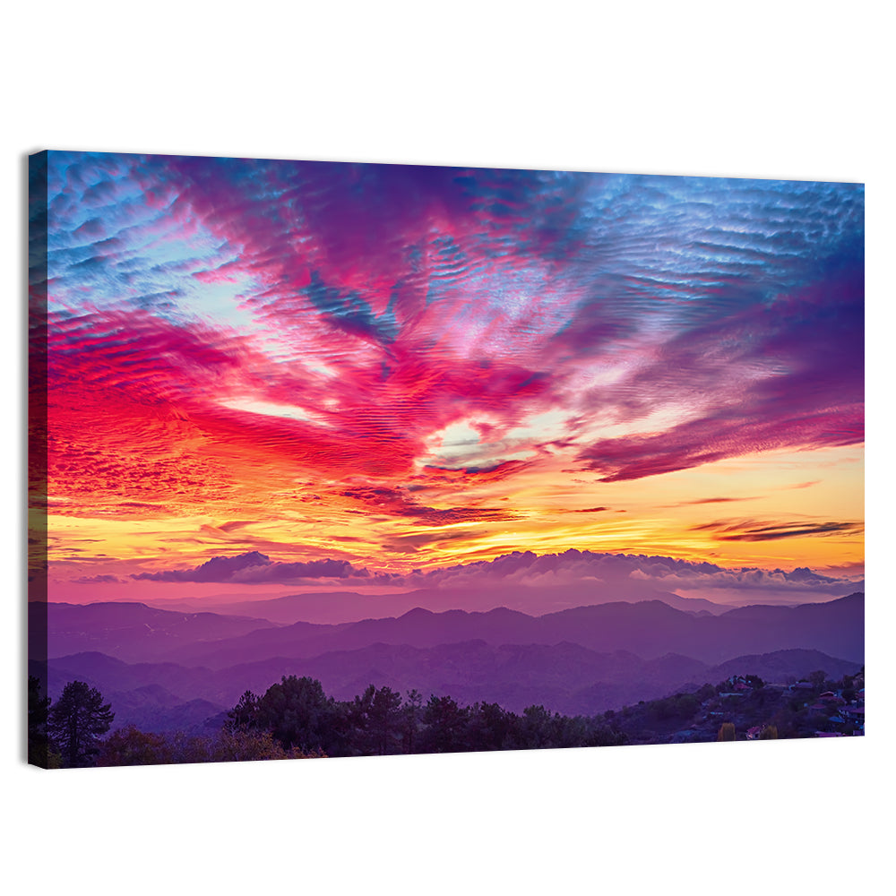 Golden Dusk Cloud Mountains Wall Art, canvas print, landscape