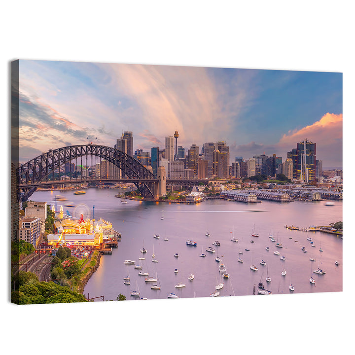 Sydney Harbour Bridge at Golden Twilight Wall Art