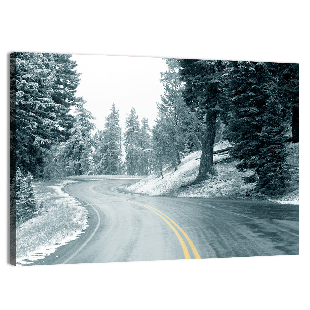 Winding Snowy Highway Wall Art