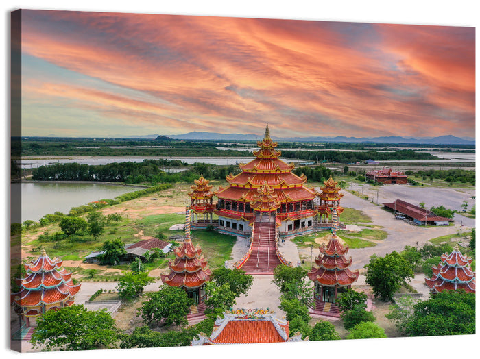 Wat Petch Suwan Temple at Sunset Wall Art as a canvas print