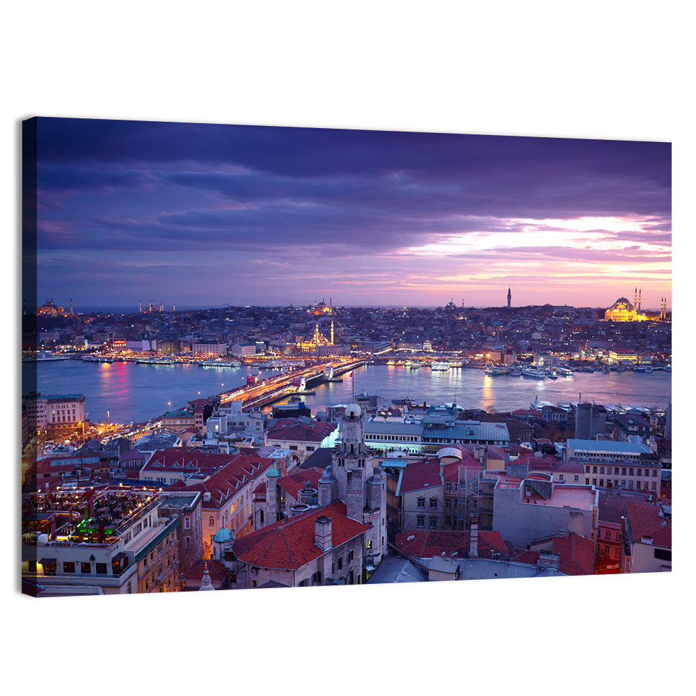 Istanbul Twilight Skyline Wall Art, canvas print, landscape