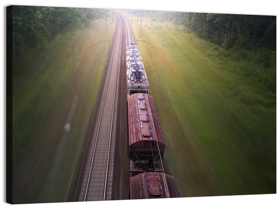 Freight Train Through Forest Wall Art