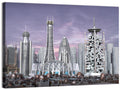 Purple Dusk Futuristic Cityscape Wall Art